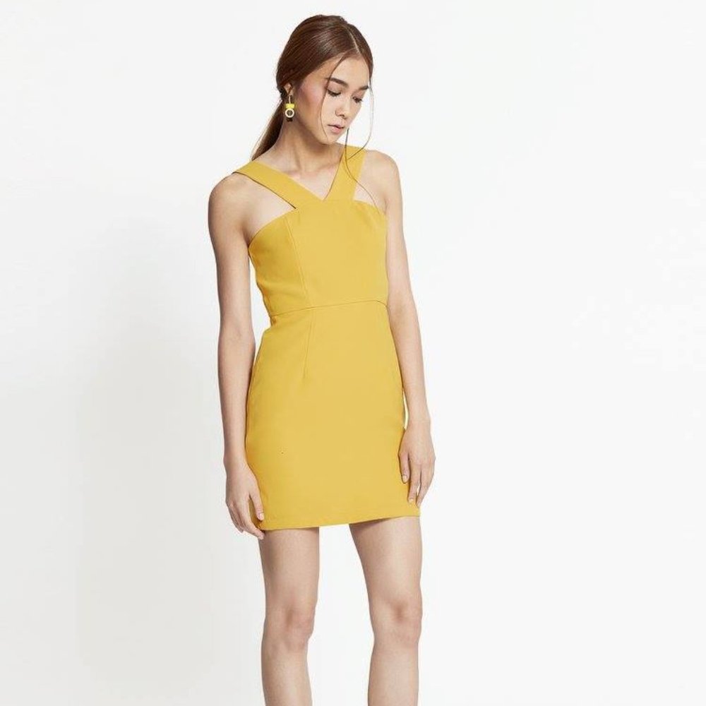 Pomelo | Gianni Yellow Mini Halter Dress
